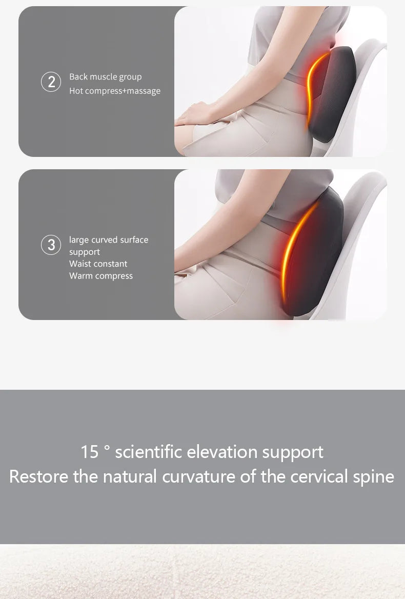 Neck Massage Pillow Shoulder Neck Massager Full Body Warming Kneading Home Car Waist Cushion Gift