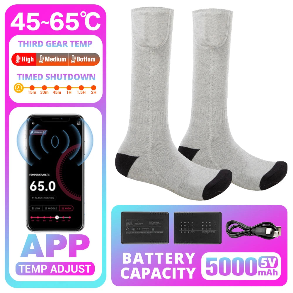 Heated Socks Winter Warm Snowmobile Skiing Heated Socks Rechargeable Outdoor Sport Thermal Heated Foot Warmer Ski Sports