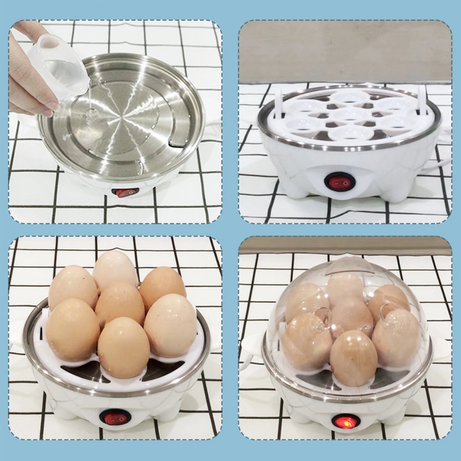 220V Electric Egg Cooker & Steamer – Multifunction Hard-Boiled Egg Boiler with Anti-Slip Base for Vegetables & Food 2025