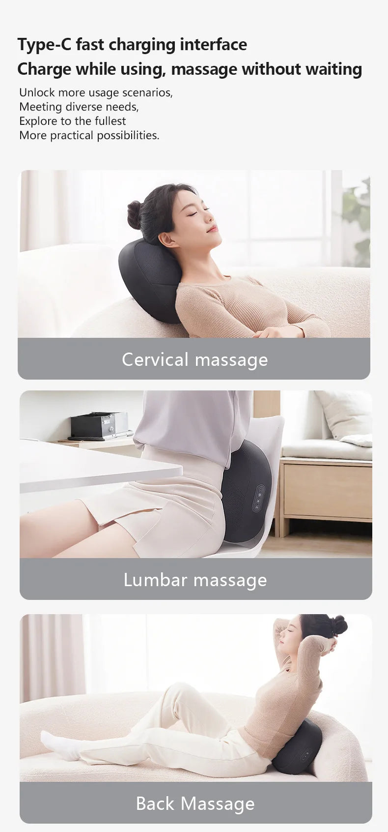 Neck Massage Pillow Shoulder Neck Massager Full Body Warming Kneading Home Car Waist Cushion Gift