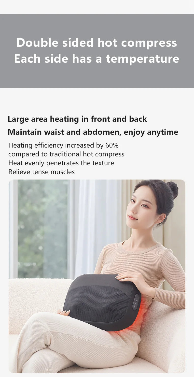 Neck Massage Pillow Shoulder Neck Massager Full Body Warming Kneading Home Car Waist Cushion Gift