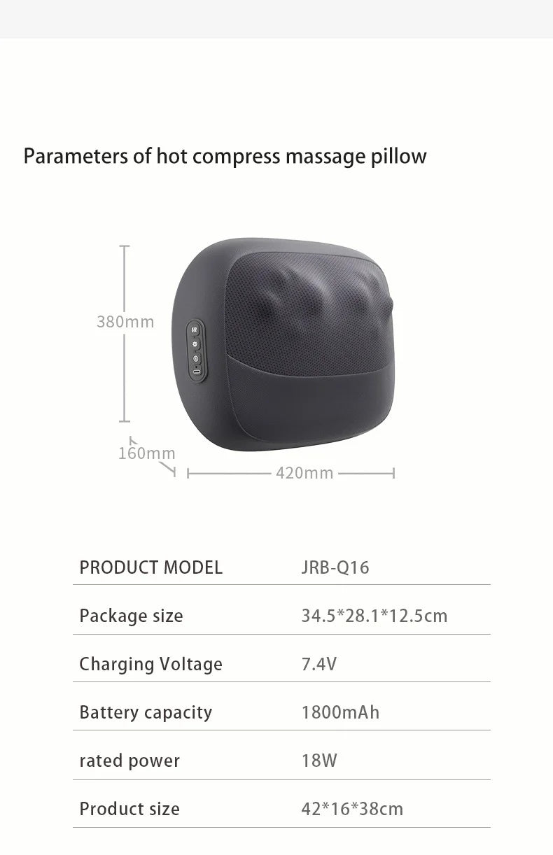 Neck Massage Pillow Shoulder Neck Massager Full Body Warming Kneading Home Car Waist Cushion Gift