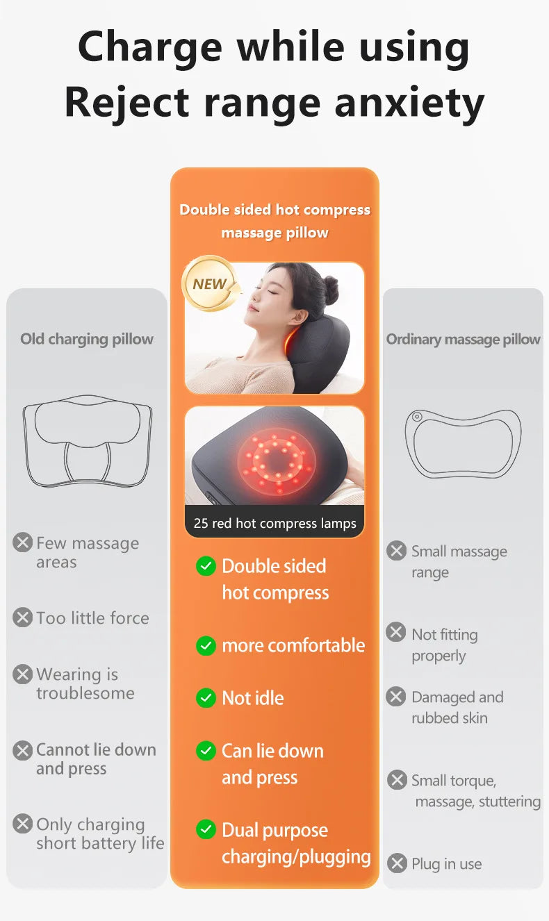 Neck Massage Pillow Shoulder Neck Massager Full Body Warming Kneading Home Car Waist Cushion Gift