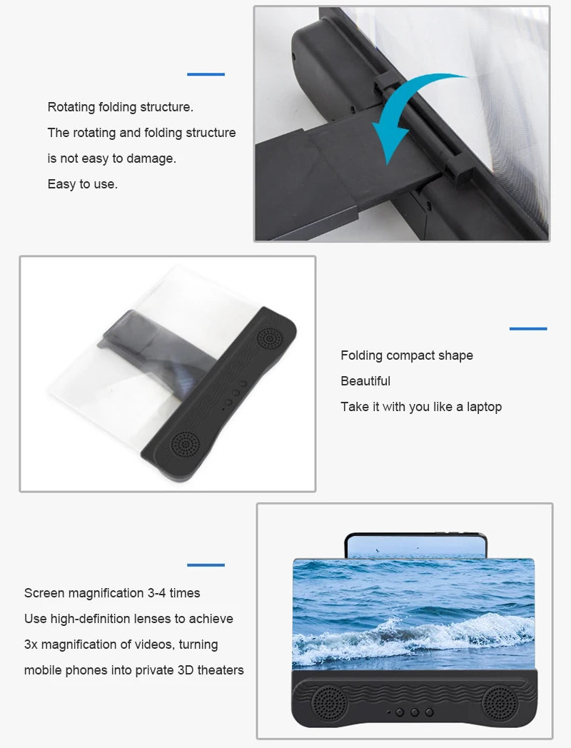 2021 New 4 In 1 K9 Anti-Ultraviolet Bluetooth Speaker 14 Inch  HD Mobile Phone Screen Amplifier Holder  emergency power supply