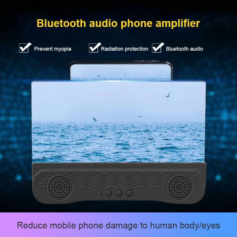 2021 New 4 In 1 K9 Anti-Ultraviolet Bluetooth Speaker 14 Inch  HD Mobile Phone Screen Amplifier Holder  emergency power supply