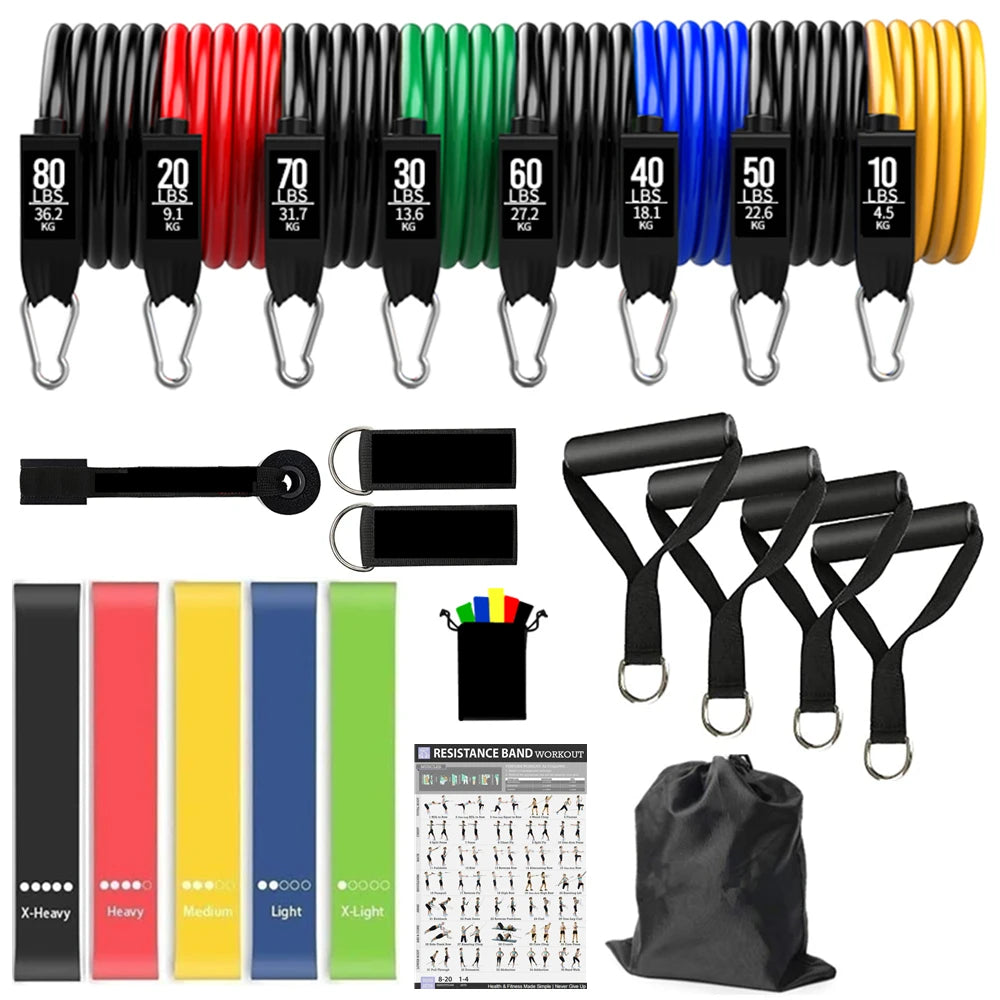 Workout Bar with Fitness Resistance Bands – Home Gym Kit