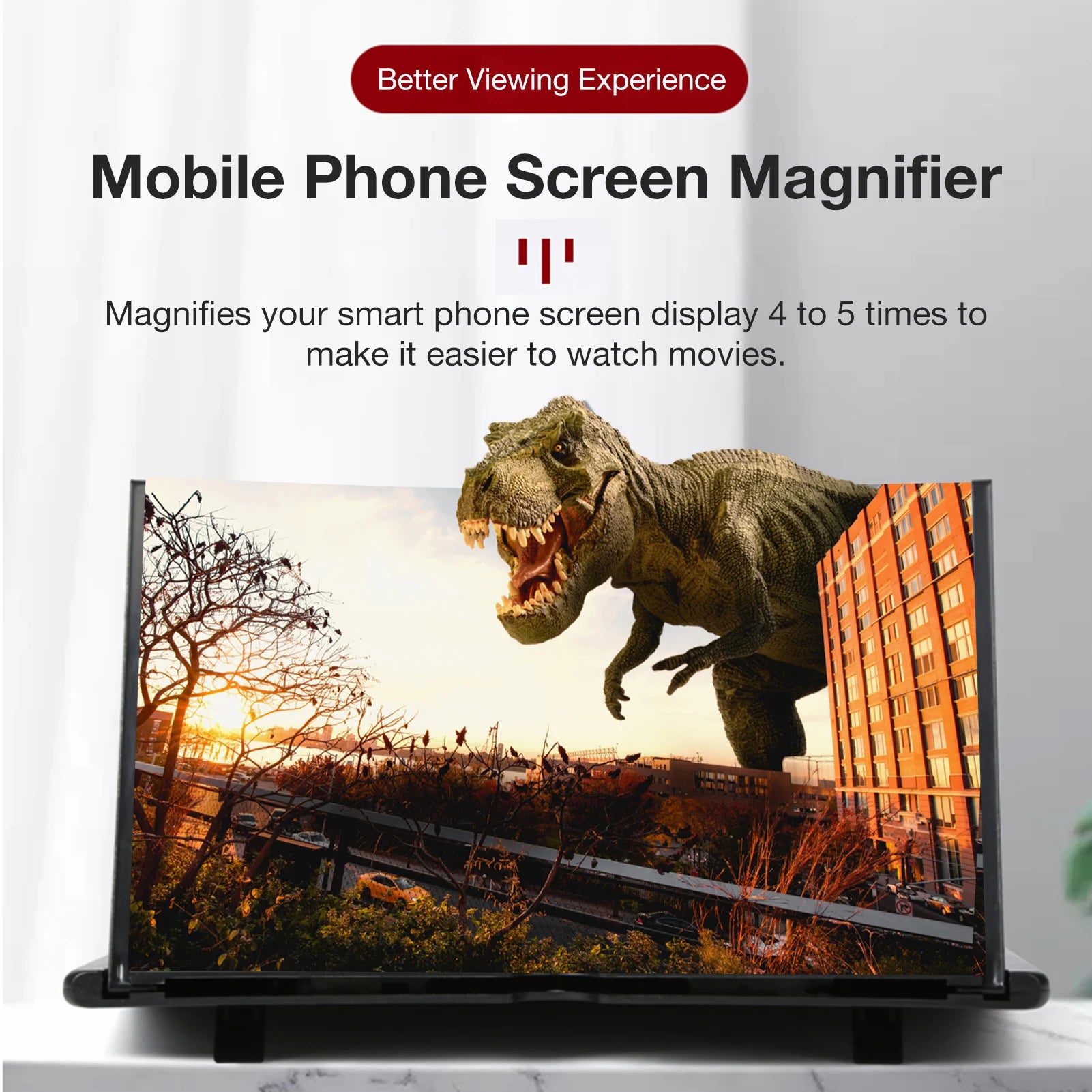 L16 16-Inch Mobile Phone Screen Magnifier – 3D HD Screen Enlarger with Foldable Stand, Universal Phone Holder for Movies & Gaming