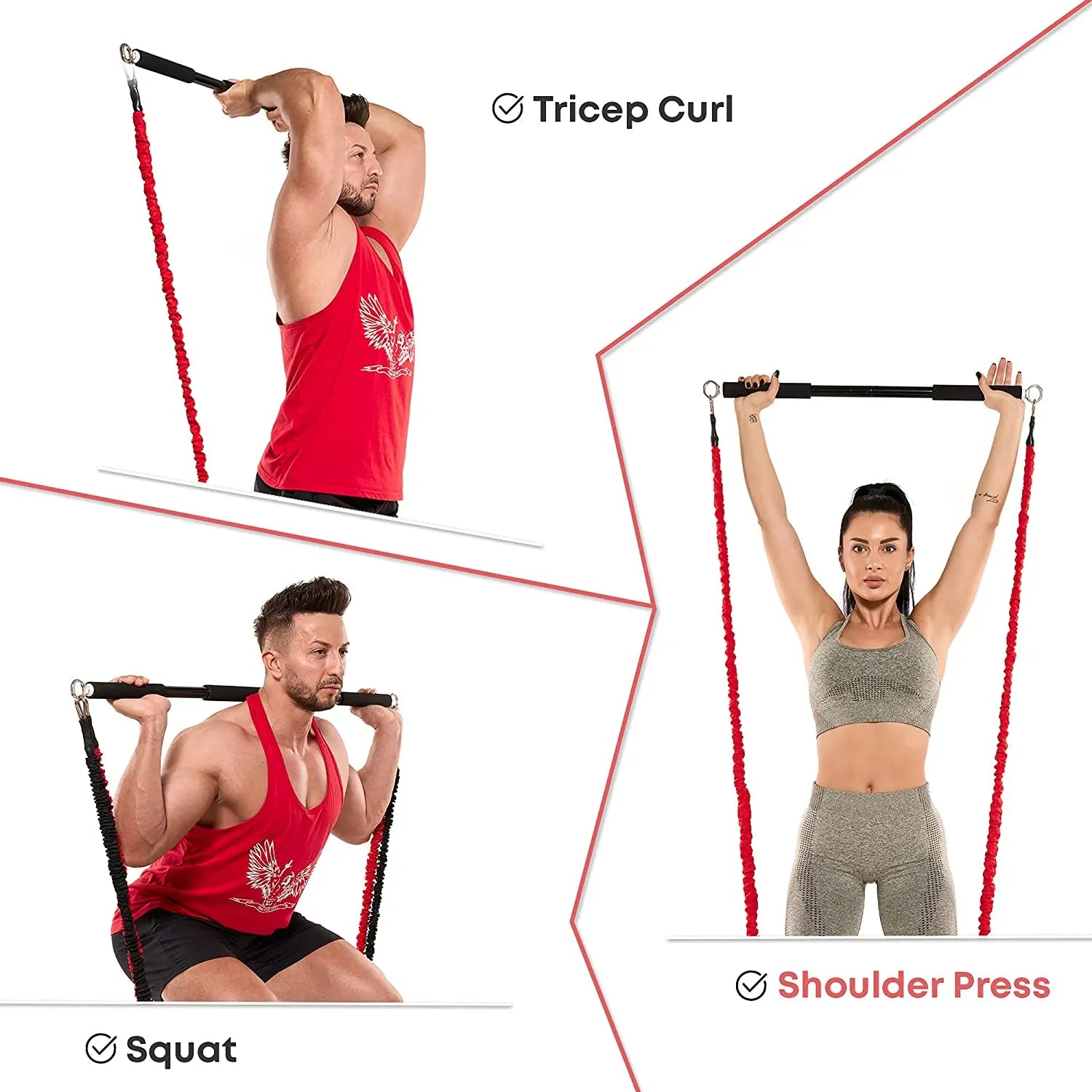 Workout Bar with Fitness Resistance Bands – Home Gym Kit