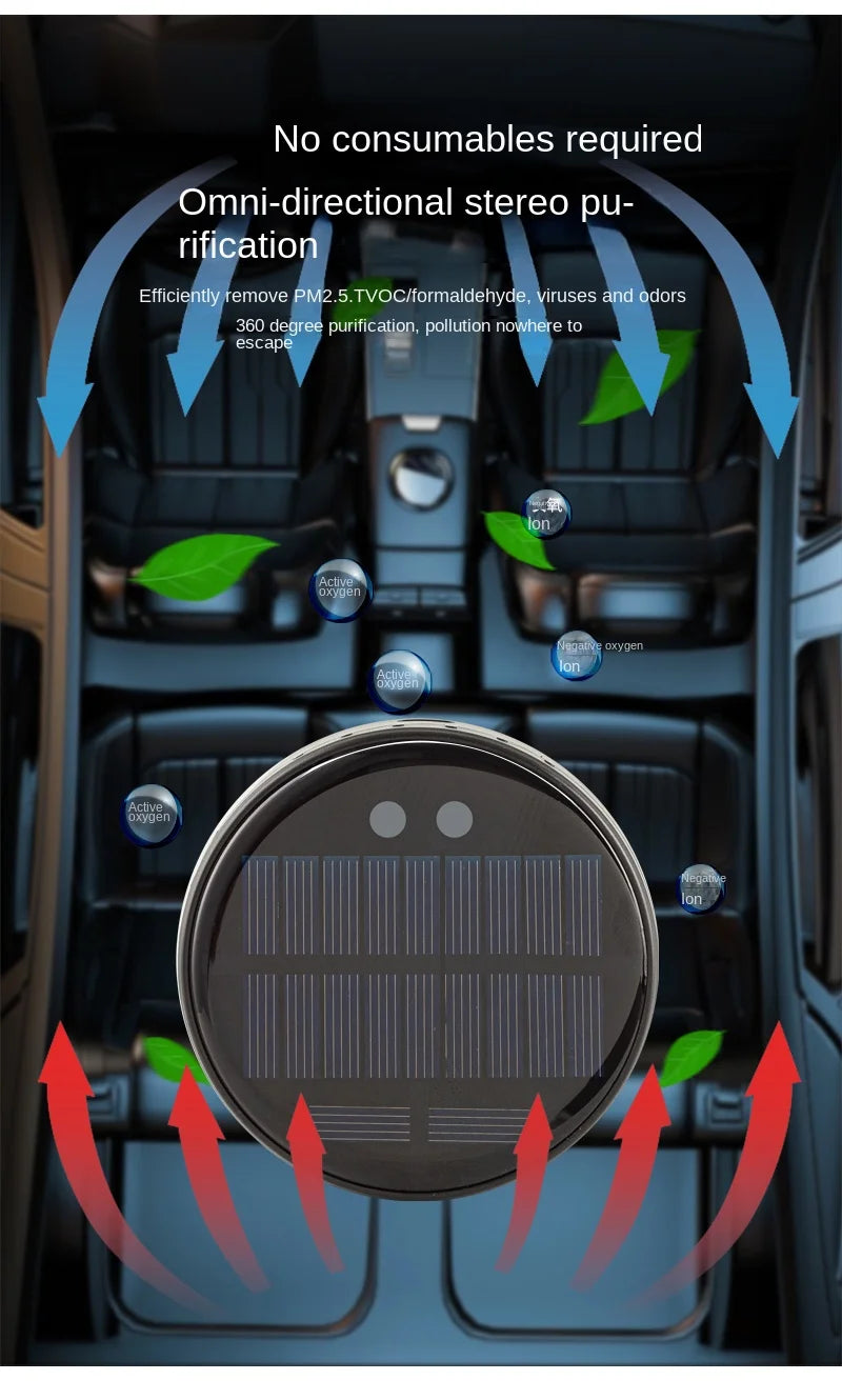 Solar Powered Car Air Purifier Ozone And Negative Ion Eliminate Odors Smoke Formaldehyde For Car Home Office And Travel