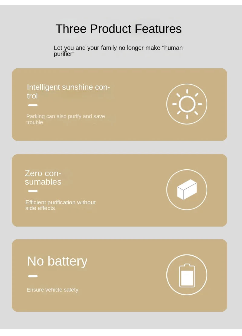 Solar Powered Car Air Purifier Ozone And Negative Ion Eliminate Odors Smoke Formaldehyde For Car Home Office And Travel