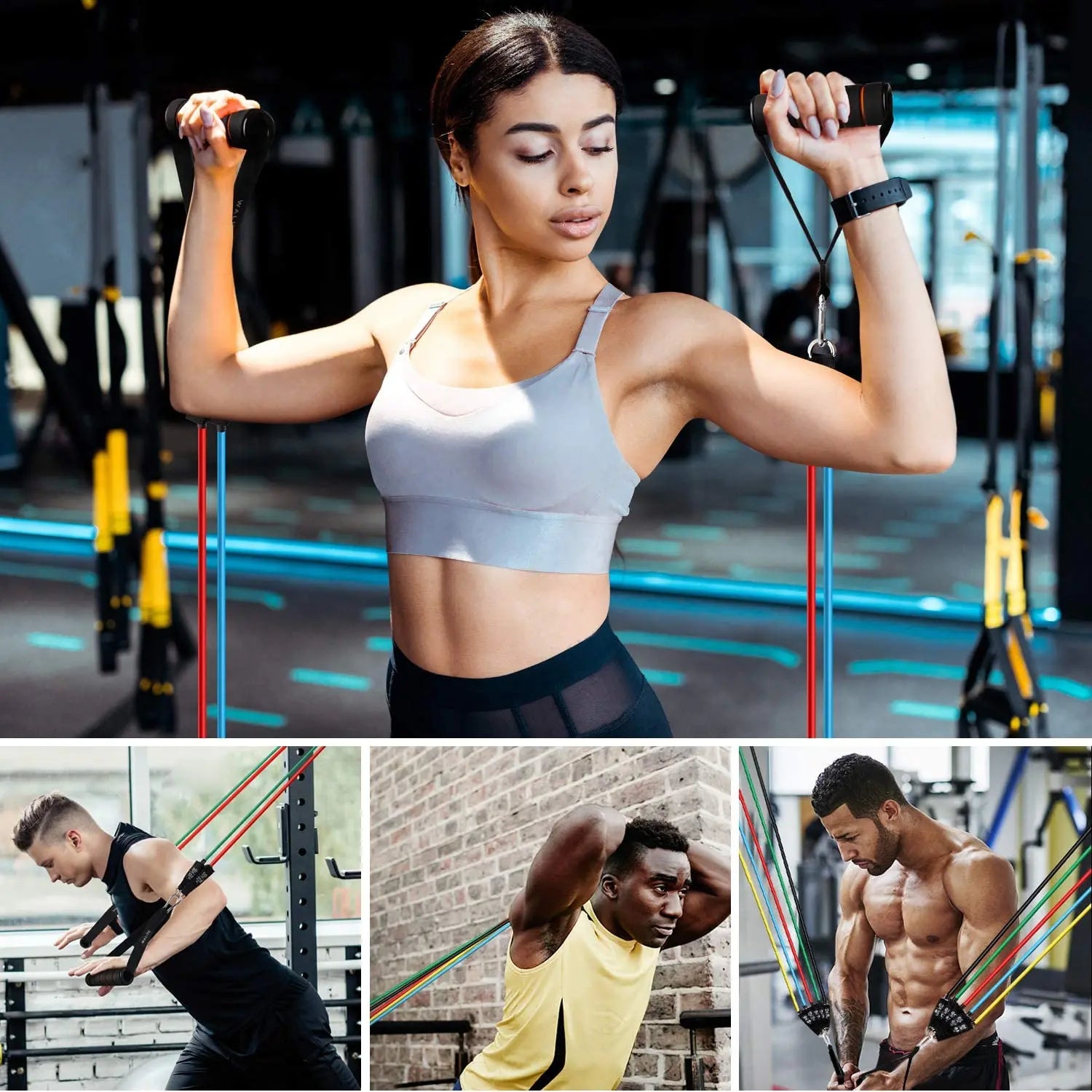 Workout Bar with Fitness Resistance Bands – Home Gym Kit