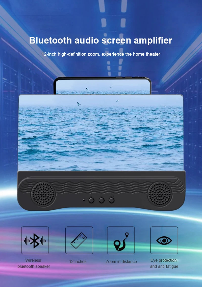 2021 New 4 In 1 K9 Anti-Ultraviolet Bluetooth Speaker 14 Inch  HD Mobile Phone Screen Amplifier Holder  emergency power supply