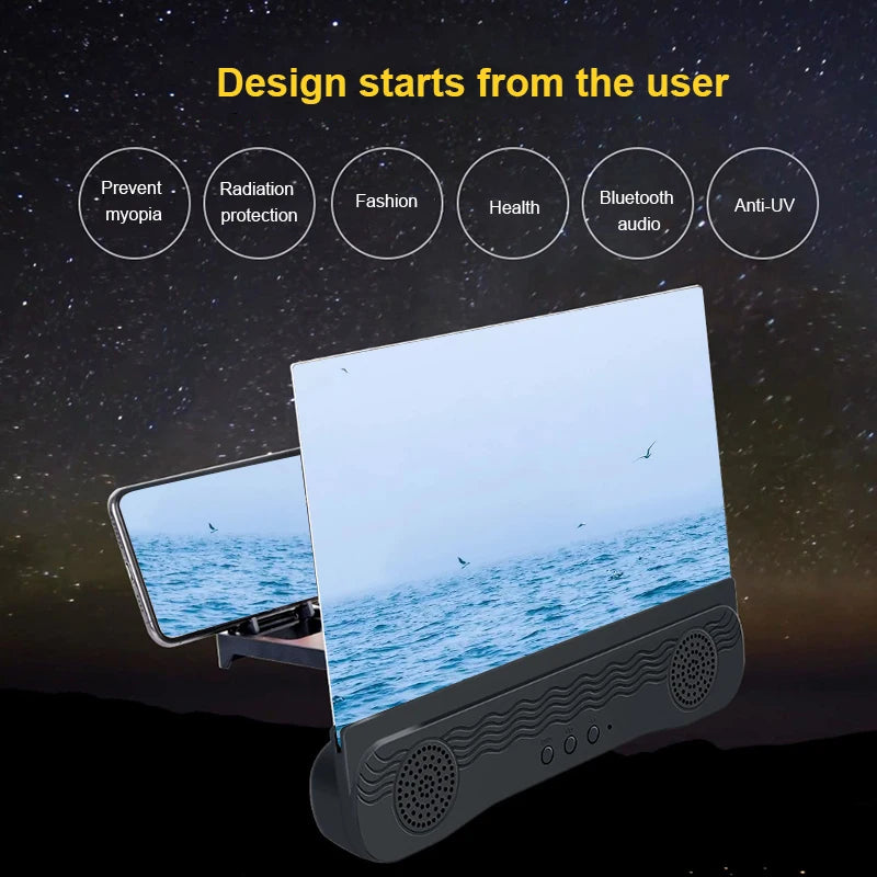 2021 New 4 In 1 K9 Anti-Ultraviolet Bluetooth Speaker 14 Inch  HD Mobile Phone Screen Amplifier Holder  emergency power supply