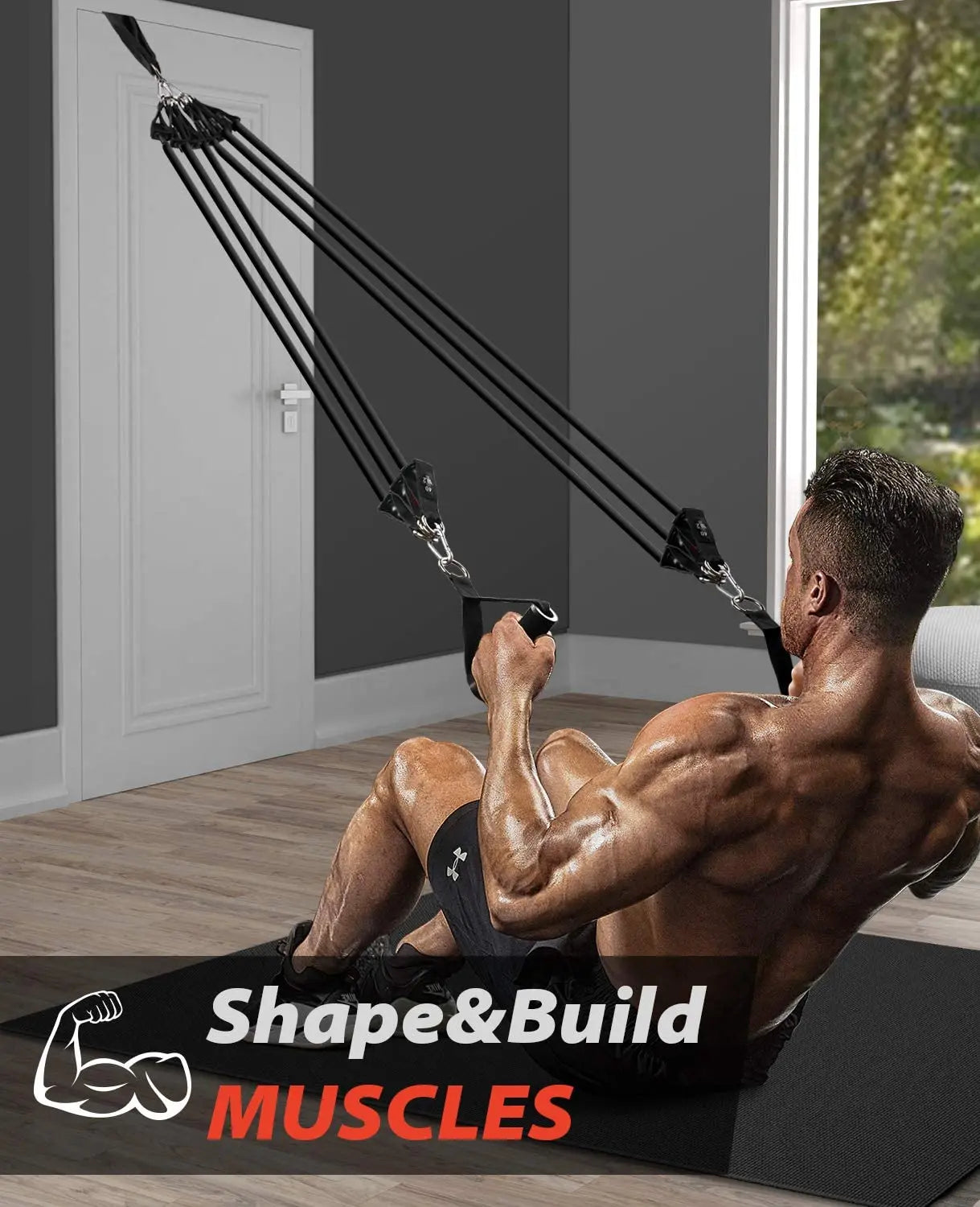 Workout Bar with Fitness Resistance Bands – Home Gym Kit