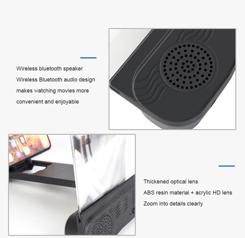 2021 New 4 In 1 K9 Anti-Ultraviolet Bluetooth Speaker 14 Inch  HD Mobile Phone Screen Amplifier Holder  emergency power supply