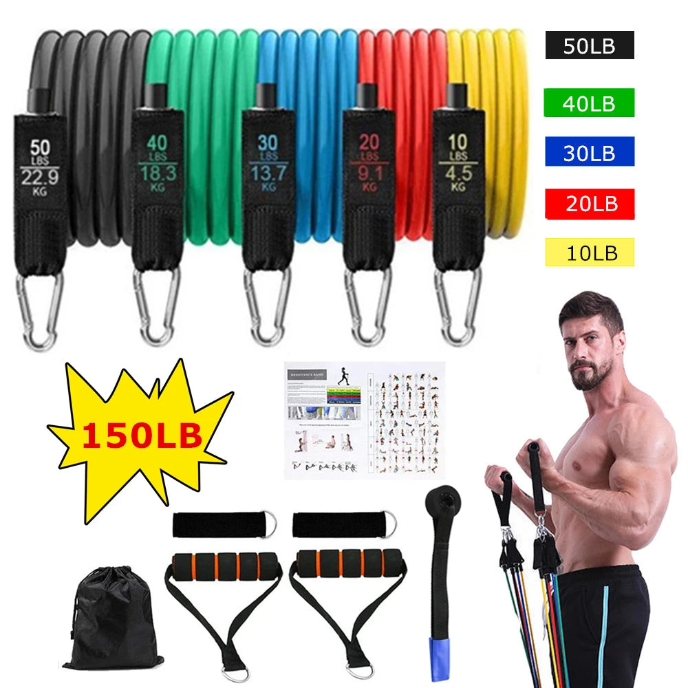 Workout Bar with Fitness Resistance Bands – Home Gym Kit