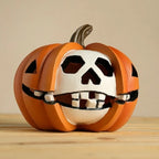 Resin Halloween Pumpkin Figurine Scary Realistic Pumpkin Skeleton Statue Orange Mini Halloween Ornaments Halloween Party
