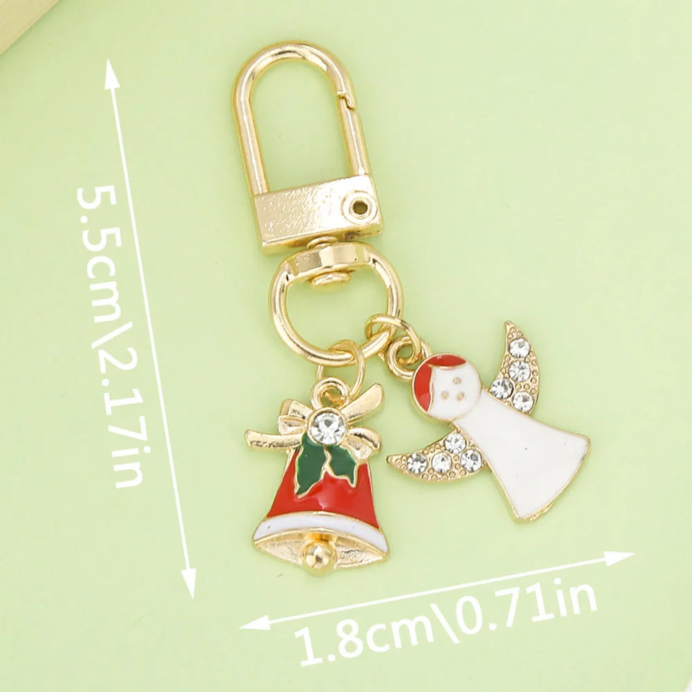Alloy oil-dripping Santa Claus pendant, bell, Christmas tree keychain, Christmas gift, snowflake pendant, bag pendant