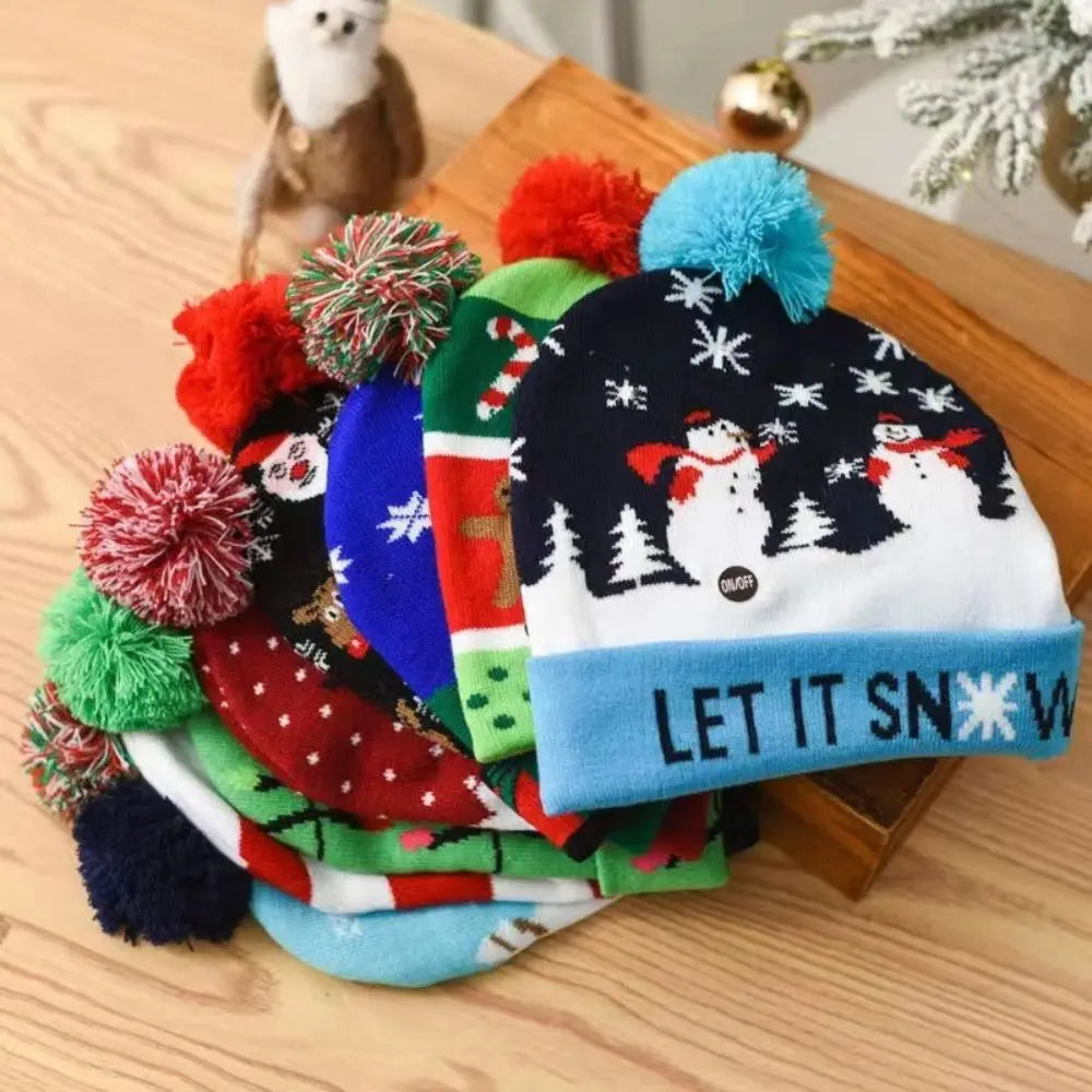 LED Christmas Knitted Beanie Hat – Light Up Xmas Sweater Cap, Unisex Winter Beanie with Colorful LEDs