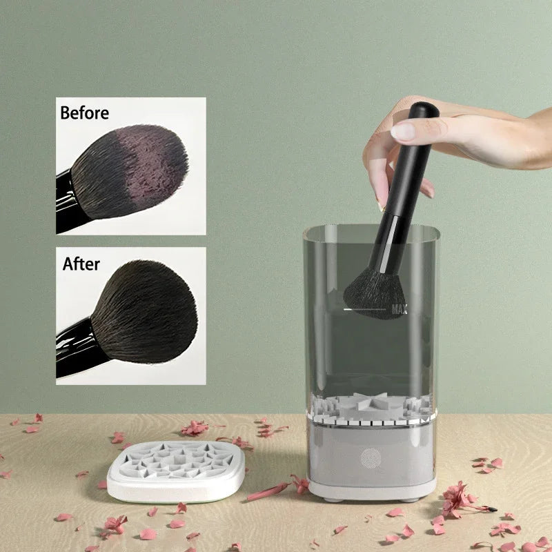 Rechargeable Electric Makeup Brush Cleaner – Automatic Cleaning, Quick Drying & UV Disinfection Tool