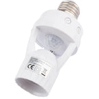 60W PIR Motion Sensor Lamp Socket E27 – Smart Light Base with Adjustable Delay & Light Control (AC100-240V)