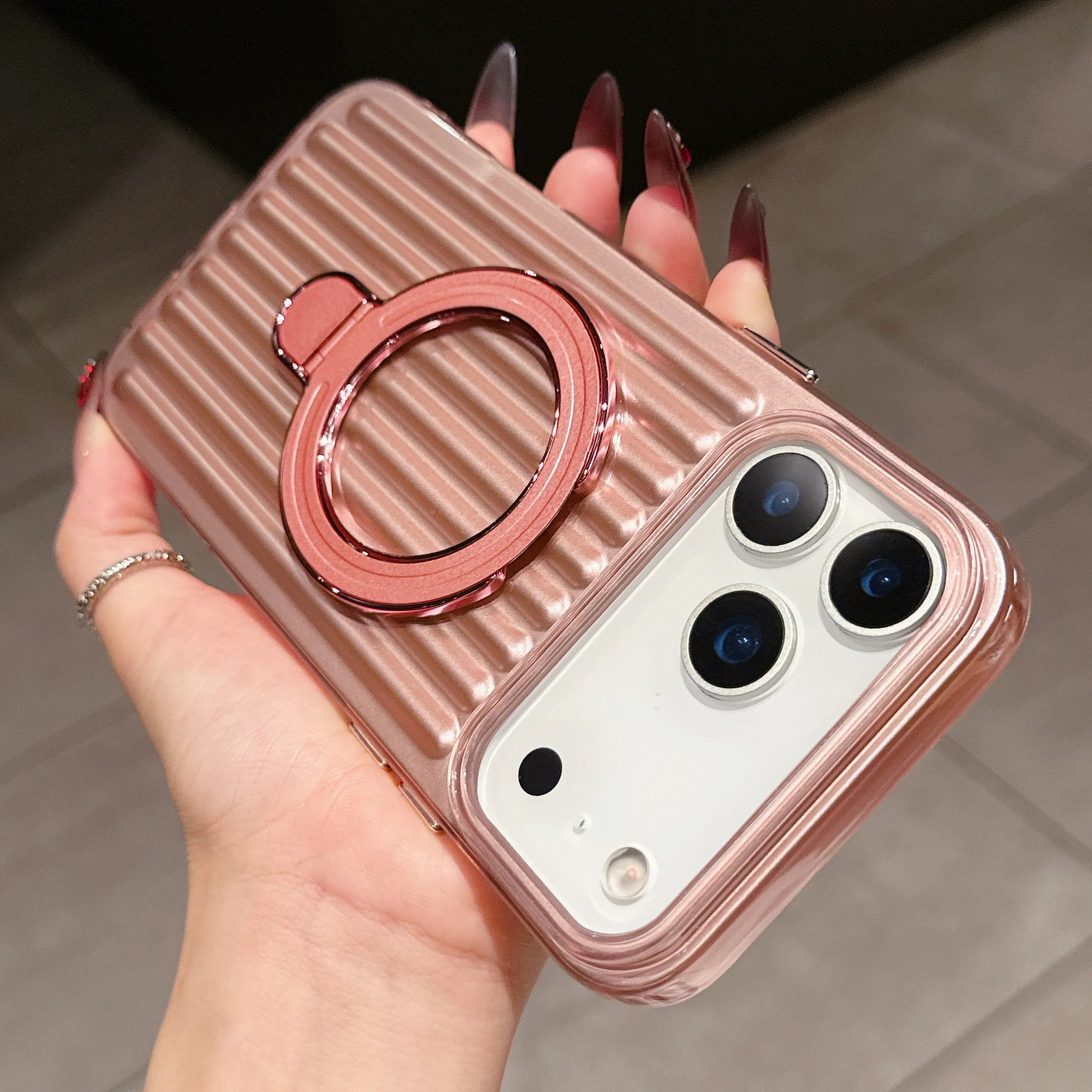 iPhone 17 Series Mag Safe Case – Corrugated Stripe Design | Slim Protective Wireless Charging Cover