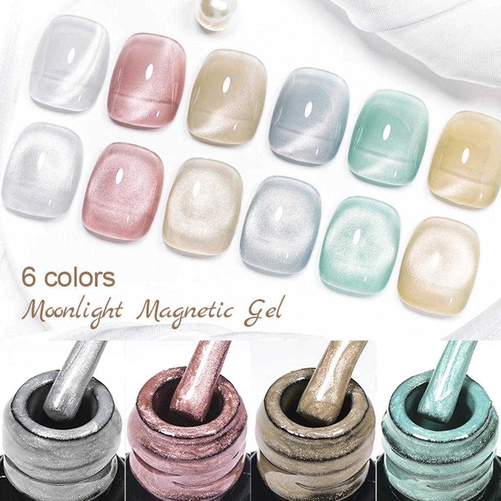 MEET ACROSS 6PCS Cat Magnetic Gel Polish Set with Magnetic Stick & Box