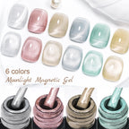 MEET ACROSS 6PCS Cat Magnetic Gel Polish Set with Magnetic Stick & Box