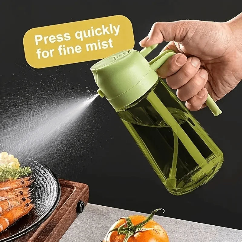 2-in-1 Spray Bottle, 470ml, Suitable for Cooking, Salad Dressing, Air Fryer, Baking Kitchen Oil, Vinegar Spray Bottle Leak Proof