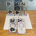 Transparent Magnetic Case with Metal Lens Holder for iPhone 17 Series | Shockproof Airbag MagSafe Cover