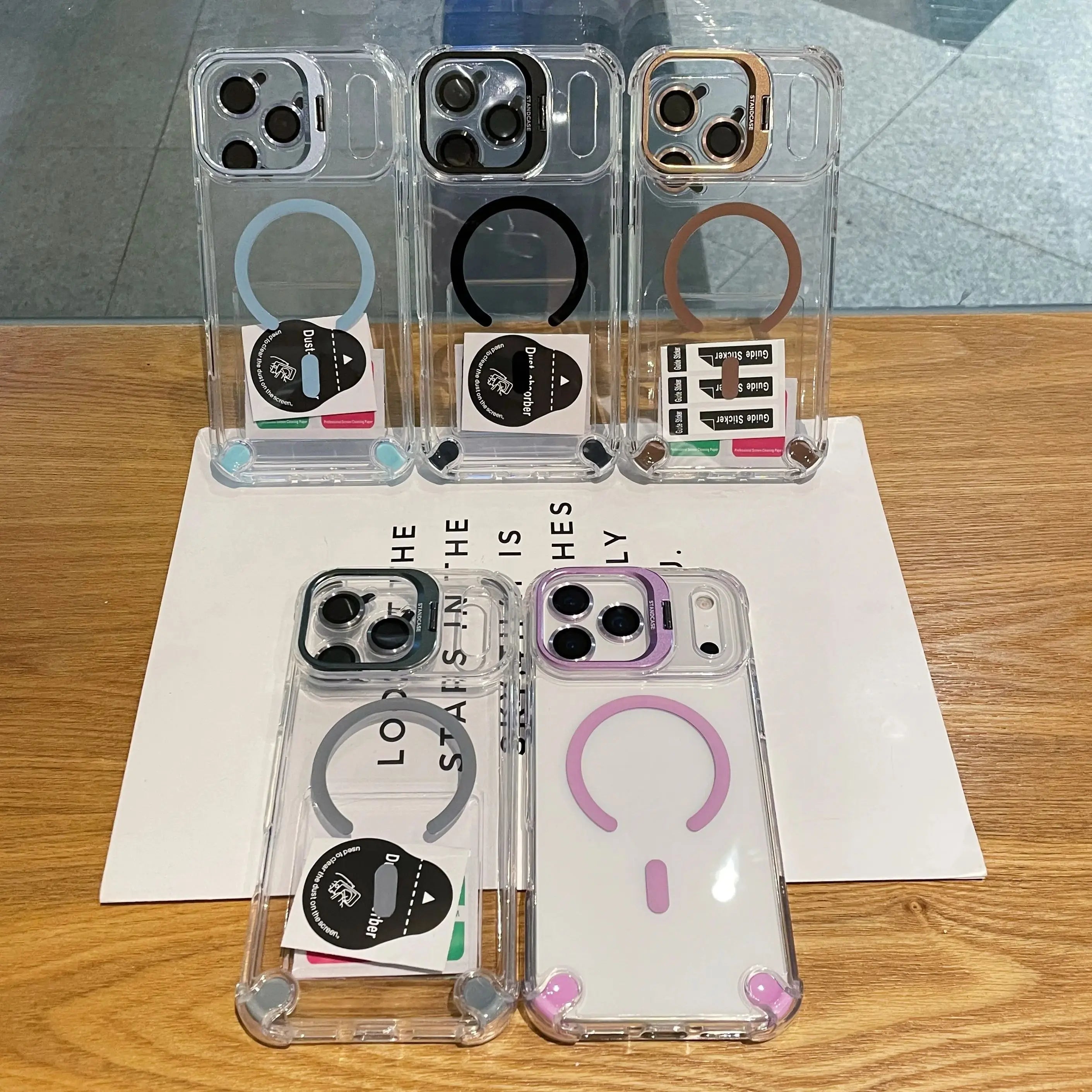 Transparent Magnetic Case with Metal Lens Holder for iPhone 17 Series | Shockproof Airbag MagSafe Cover