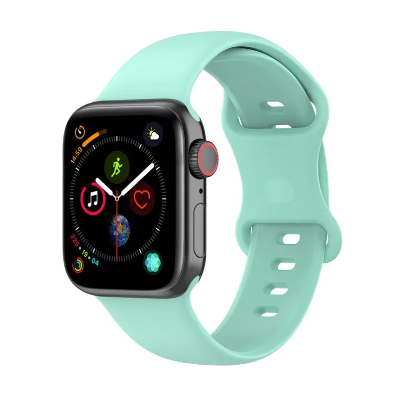 Silicone Strap for Apple Watch Series 9 8 7 6 5 4 3 SE (38mm 40mm 41mm 42mm 44mm 45mm 49mm) – Soft Rubber Sport Band for Men, Women & Kids – Compatible with W26 W37 W46 W56 FK88 IWO7 Pro Max Plus Smartwatch