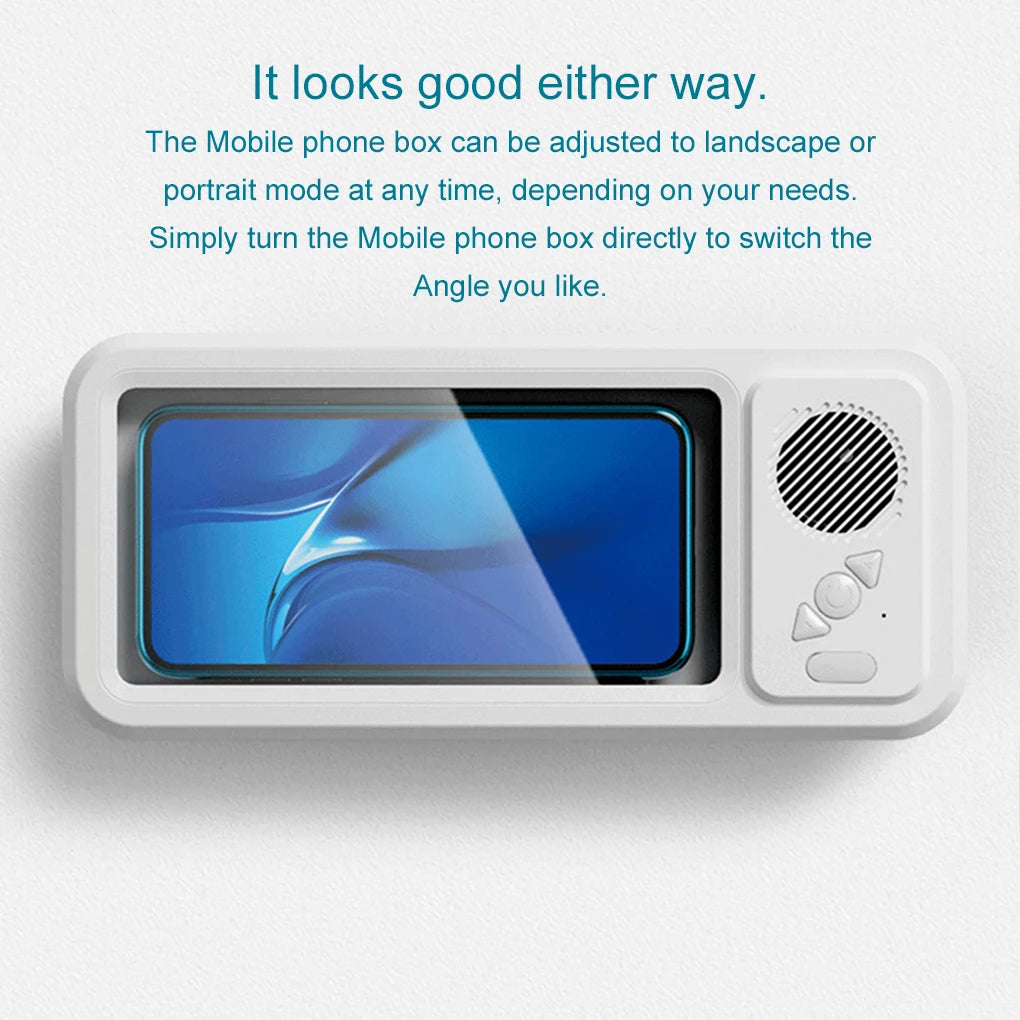 Waterproof Shower Phone Holder with Bluetooth Speaker – 360° Rotation Anti-Fog Wall Mount for 4–6.9” Phones 2025