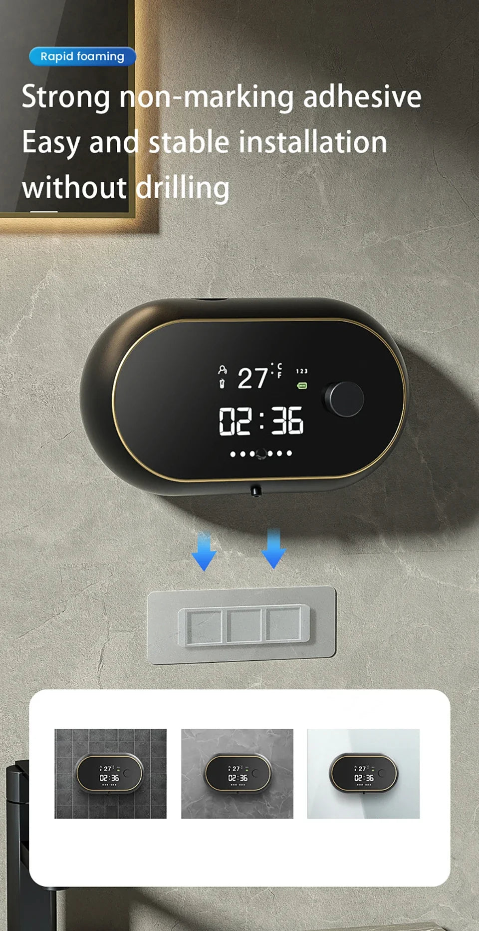 450ML Touchless Wall-Mounted Intelligent Induction Automatic Senor Soap Dispenser Electric Rechargeable Sanitizer Wash Machine