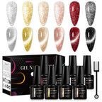 MEET ACROSS 6PCS Cat Magnetic Gel Polish Set with Magnetic Stick & Box