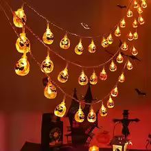 Halloween Pumpkin String Lights – Battery Operated LED Decoration for Haunted House, Party & Festival