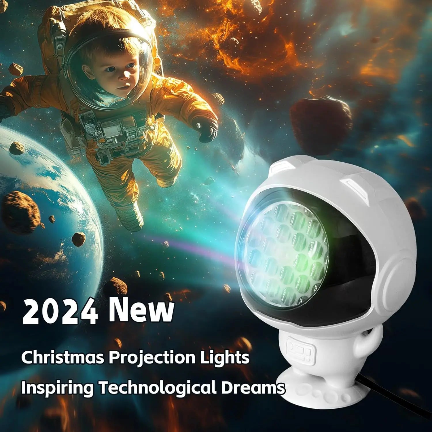 16-pattern Astronaut Christmas Pattern Light, 5V Snowflake Halloween Projection Light, Decorative Christmas Spotlight