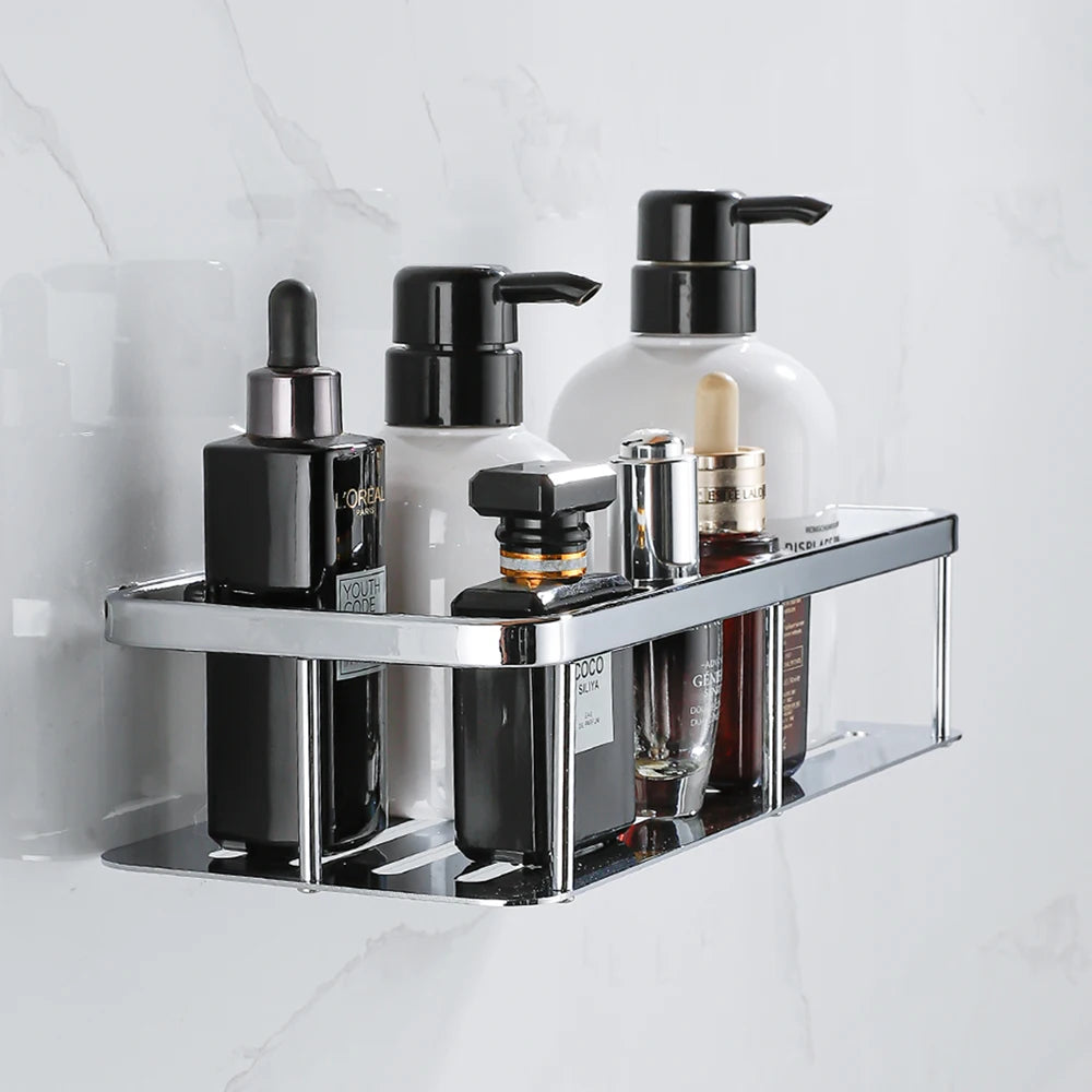 Stainless Steel Bathroom Storage Shelf Wall Mounted Shower Organizers Rack Corner Shampoo Holder Bath Hardwares Accessories