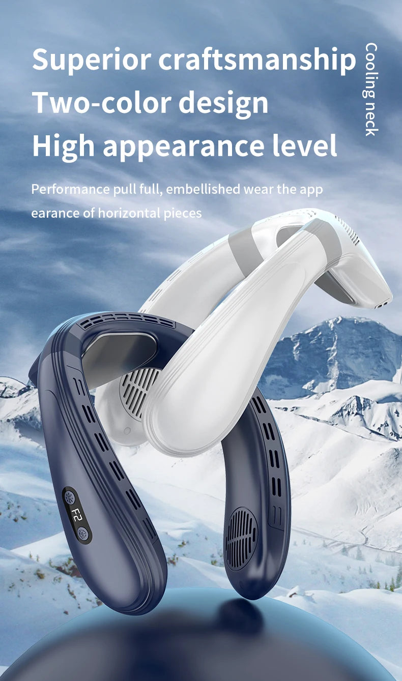 New Portable Neck Fan 5200mAh Neck Air Conditioner Rechargeable Semiconductor Cooling  Fan Outdoor Personal Fan Wearable Cooler