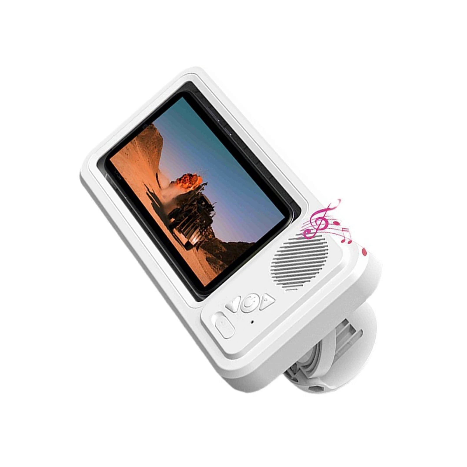 Waterproof Shower Phone Holder with Bluetooth Speaker – 360° Rotation Anti-Fog Wall Mount for 4–6.9” Phones 2025
