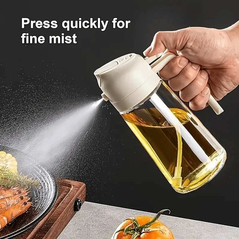 2-in-1 Spray Bottle, 470ml, Suitable for Cooking, Salad Dressing, Air Fryer, Baking Kitchen Oil, Vinegar Spray Bottle Leak Proof