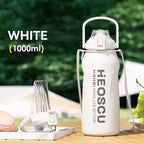 2L Stainless Steel Thermal Water Bottle – Large Vacuum Flask with Straw for Hot & Cold Drinks, Travel & Outdoor Sports