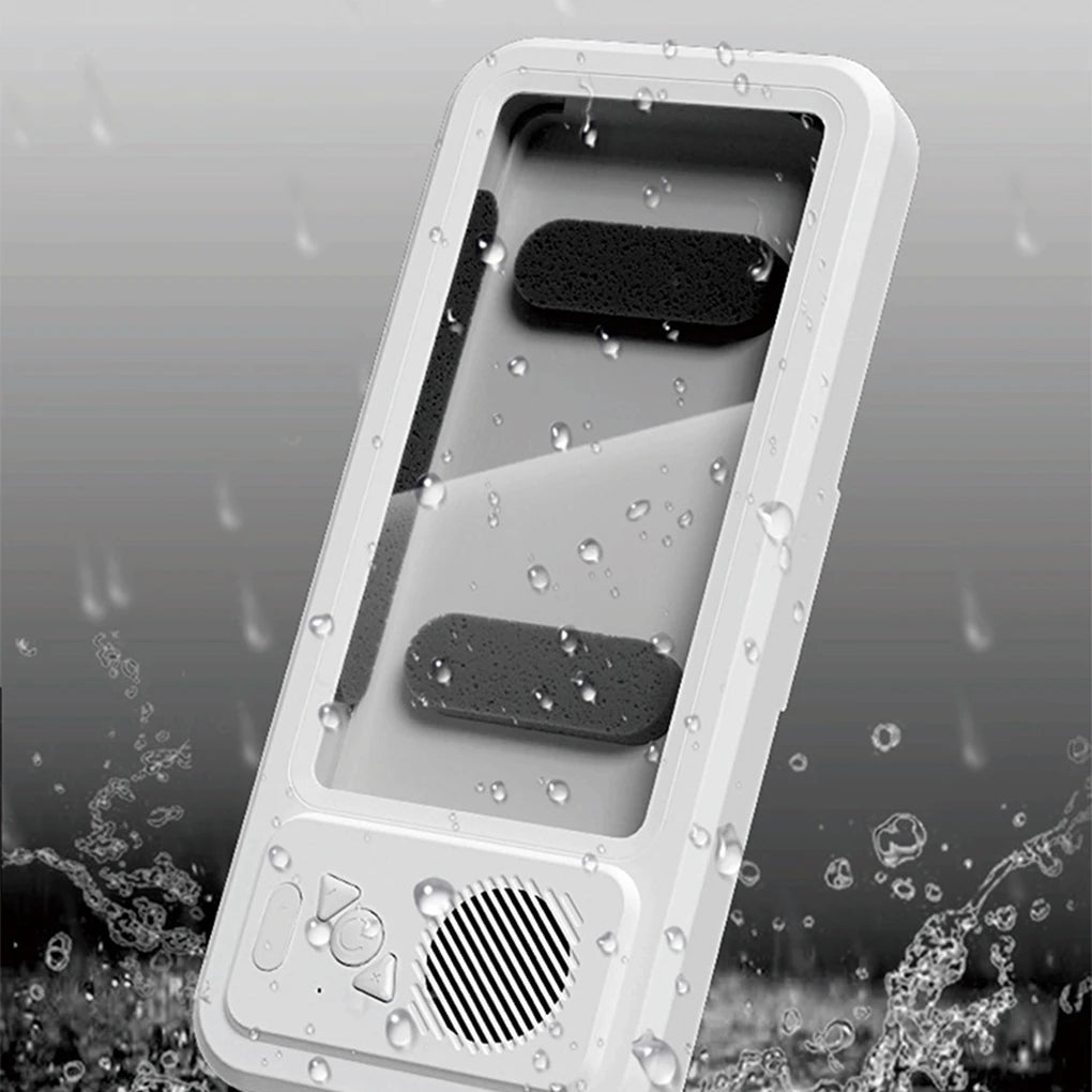 Waterproof Shower Phone Holder with Bluetooth Speaker – 360° Rotation Anti-Fog Wall Mount for 4–6.9” Phones 2025