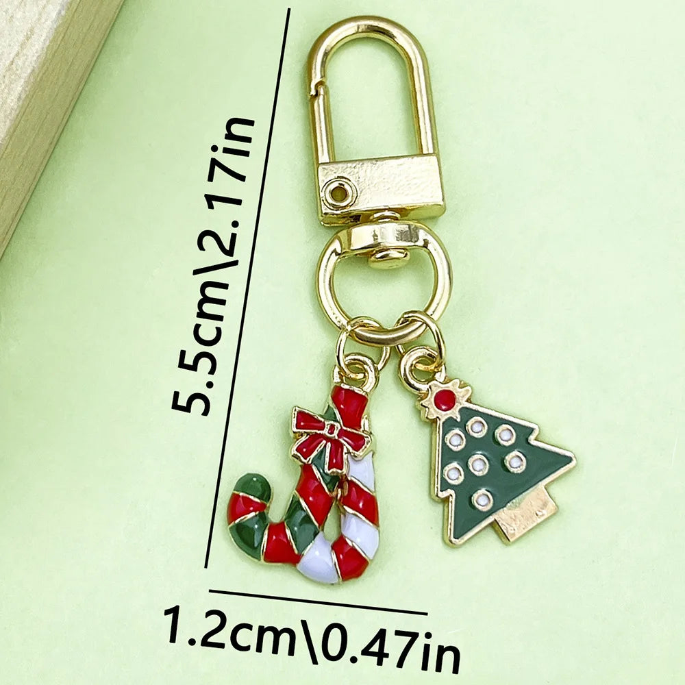Alloy oil-dripping Santa Claus pendant, bell, Christmas tree keychain, Christmas gift, snowflake pendant, bag pendant