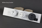 Track Socket Kitchen Wall Outlet with USB | FR/EU/US/UK Universal Standard Round Removable Adapter Plug – White