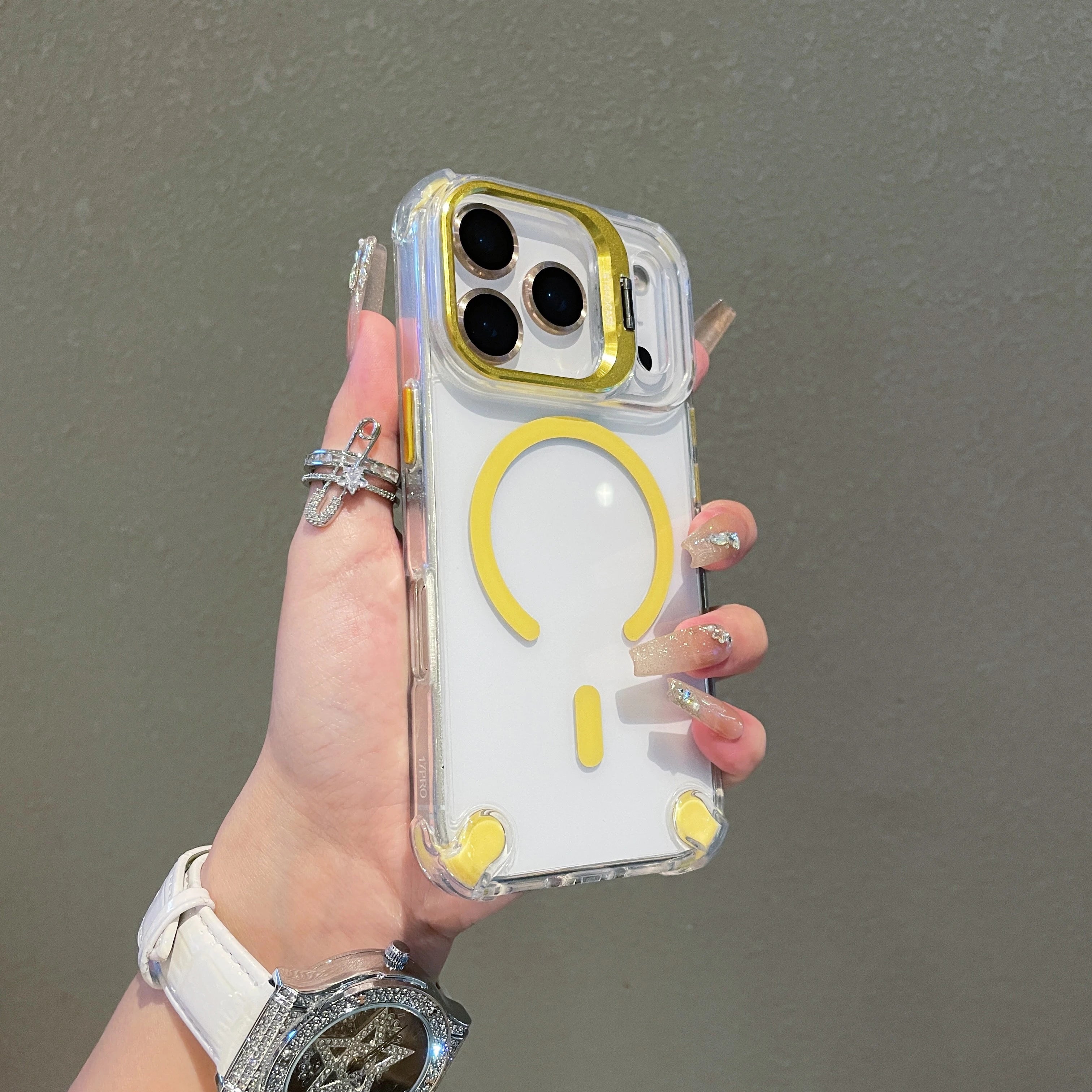 Transparent Magnetic Case with Metal Lens Holder for iPhone 17 Series | Shockproof Airbag MagSafe Cover
