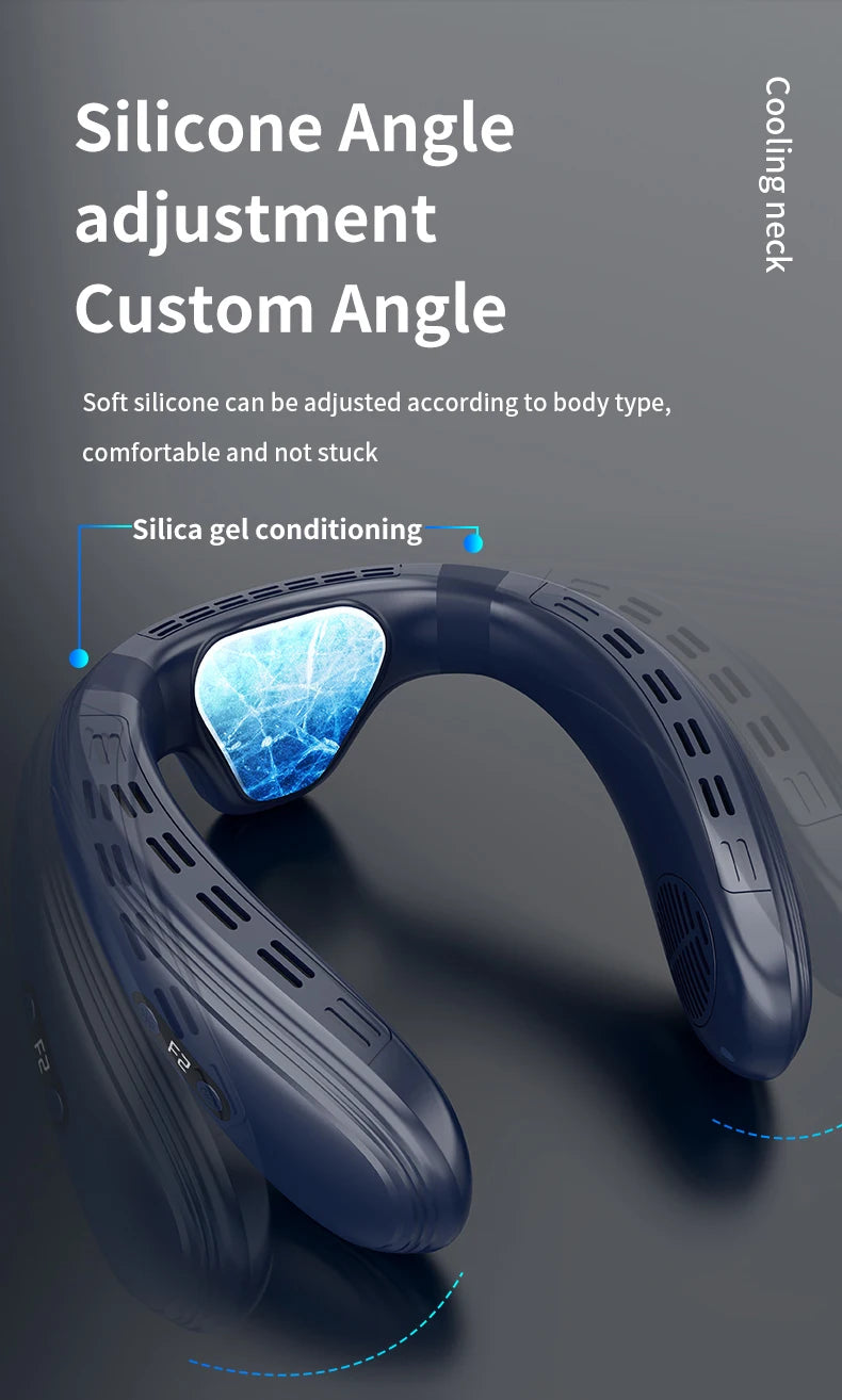 New Portable Neck Fan 5200mAh Neck Air Conditioner Rechargeable Semiconductor Cooling  Fan Outdoor Personal Fan Wearable Cooler