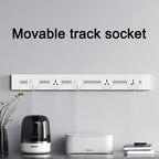Track Socket Kitchen Wall Outlet with USB | FR/EU/US/UK Universal Standard Round Removable Adapter Plug – White