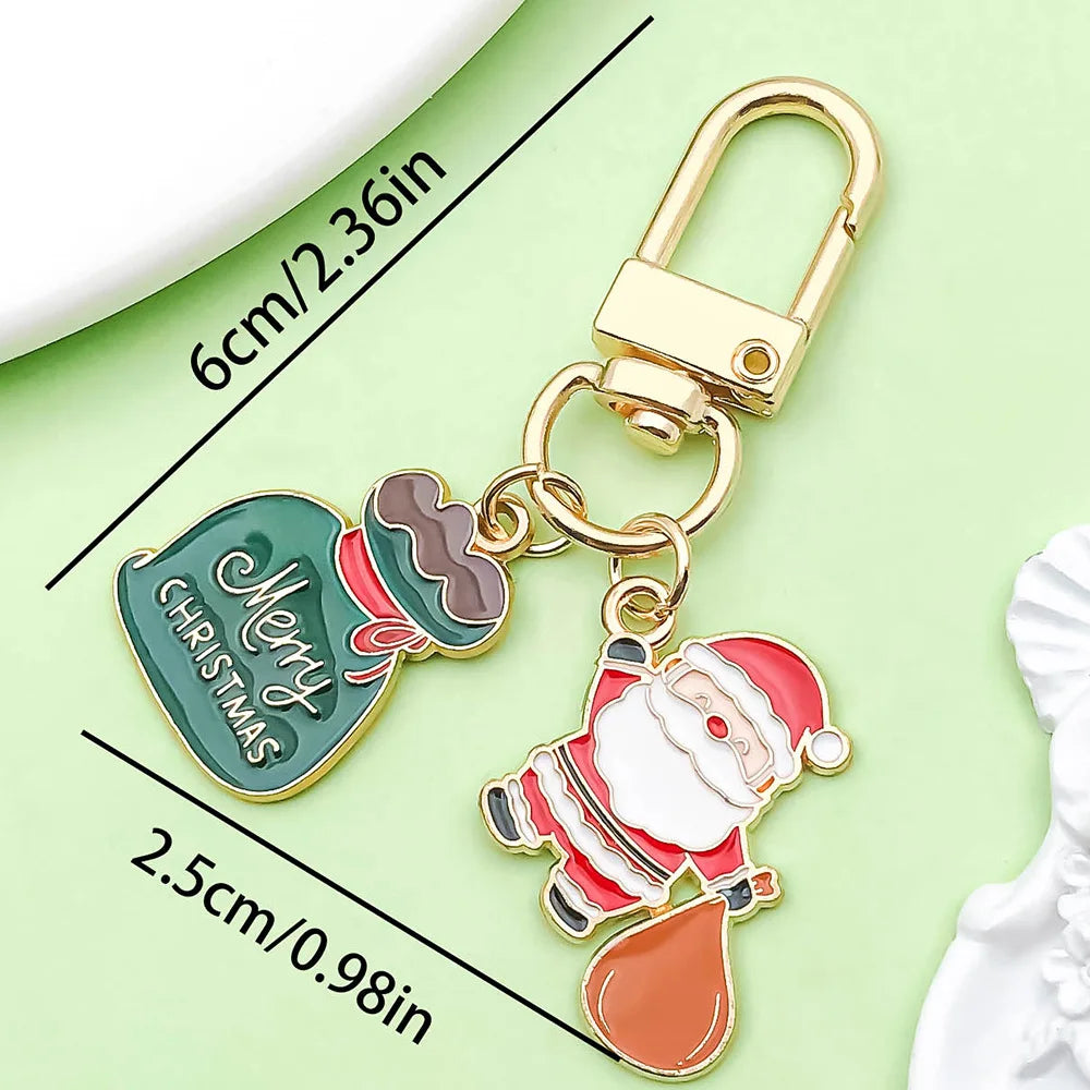 Alloy oil-dripping Santa Claus pendant, bell, Christmas tree keychain, Christmas gift, snowflake pendant, bag pendant