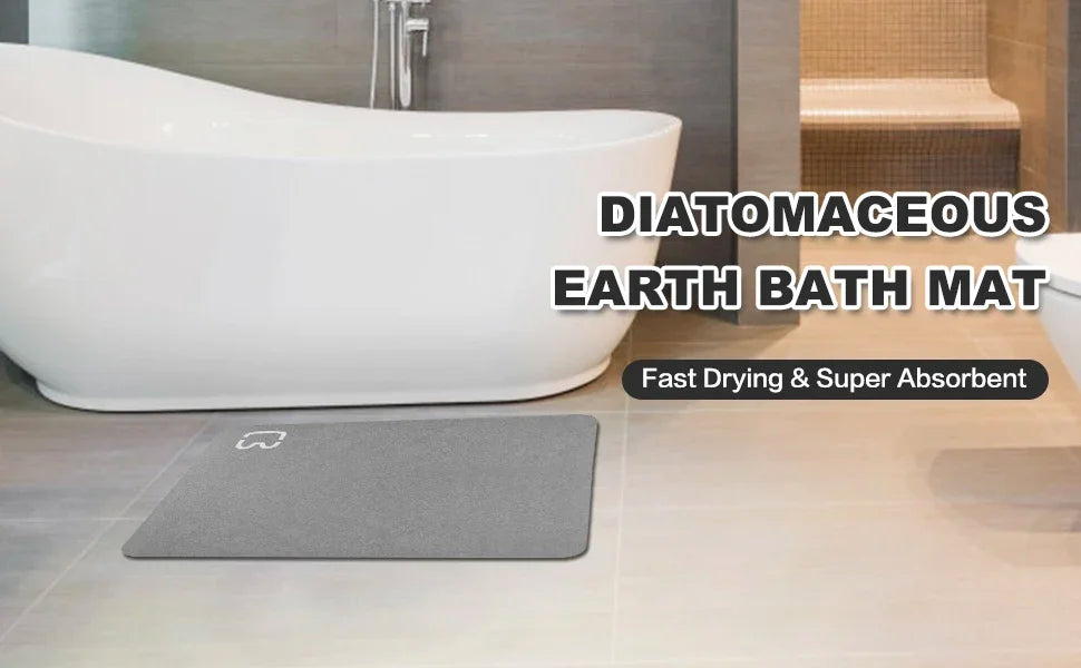Diatomite Stone Bath Mat Diatomaceous Earth Bath Mat Rug Super Absorbent Non Slip 3.5MM Thickness Bathroom Mat Floor Bathtub Rug